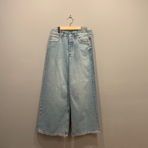 Zara Hi-Rise Wide Leg Cropped Jeans - Picture 2 of 4